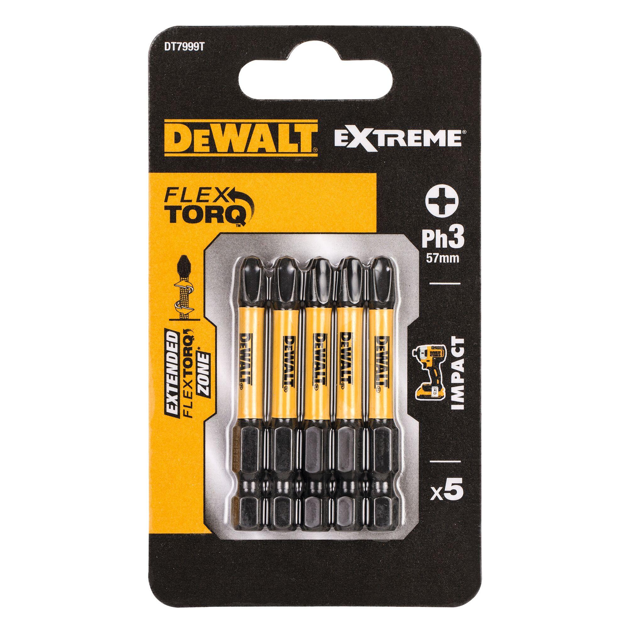 Nástavce pre rázové uťahovače 57mm PH3 (5ks) DEWALT DT7999T