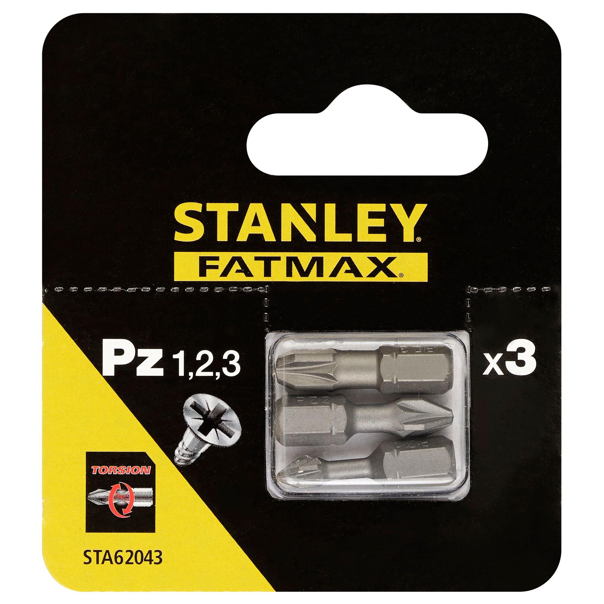 Bit skrutkovací torzný PZ1-2-3 x 25mm, sada 3 díly FATMAX STA62043