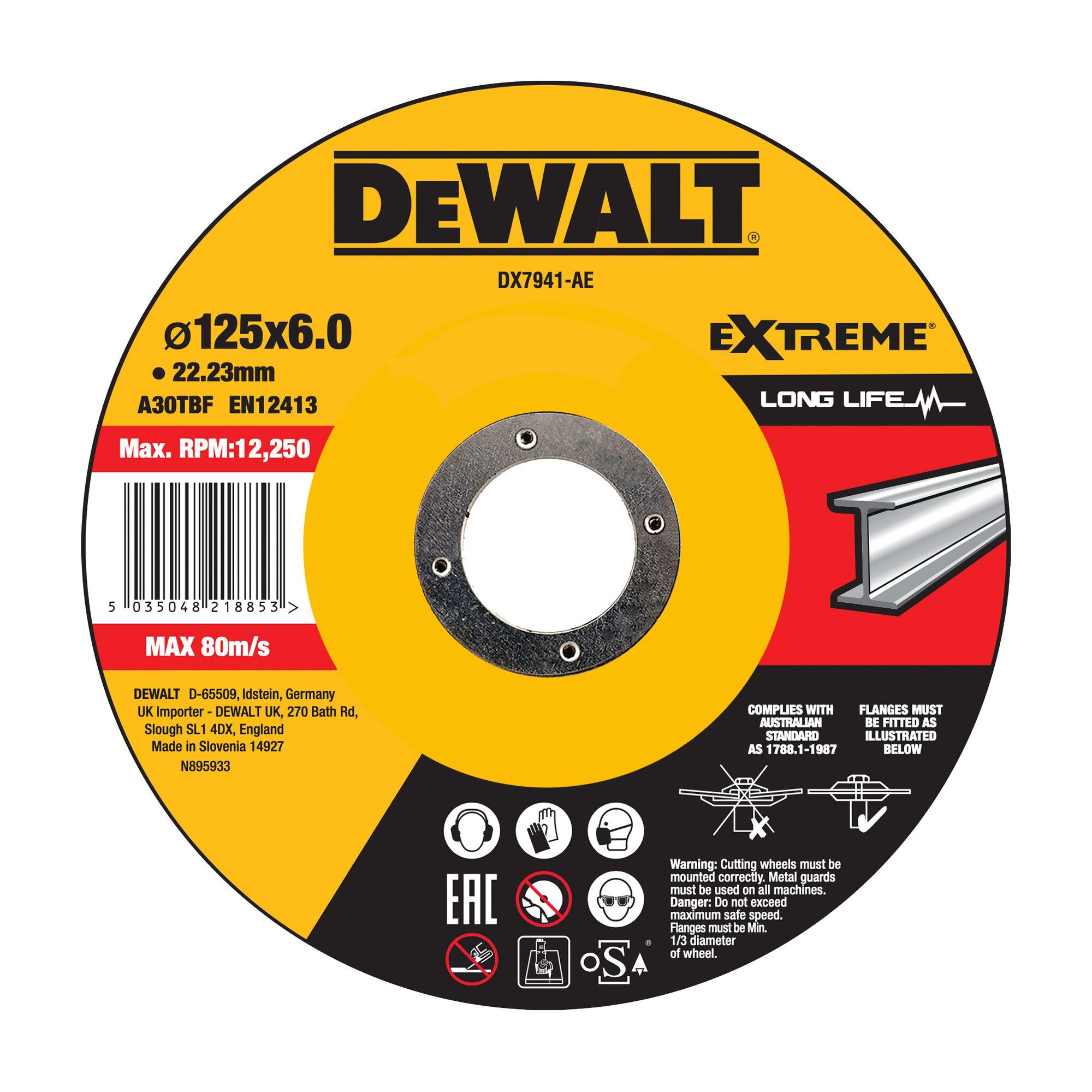 Kotúč brúsny na kov vypuklý 125x6mm (10ks/bal) DEWALT DX7941