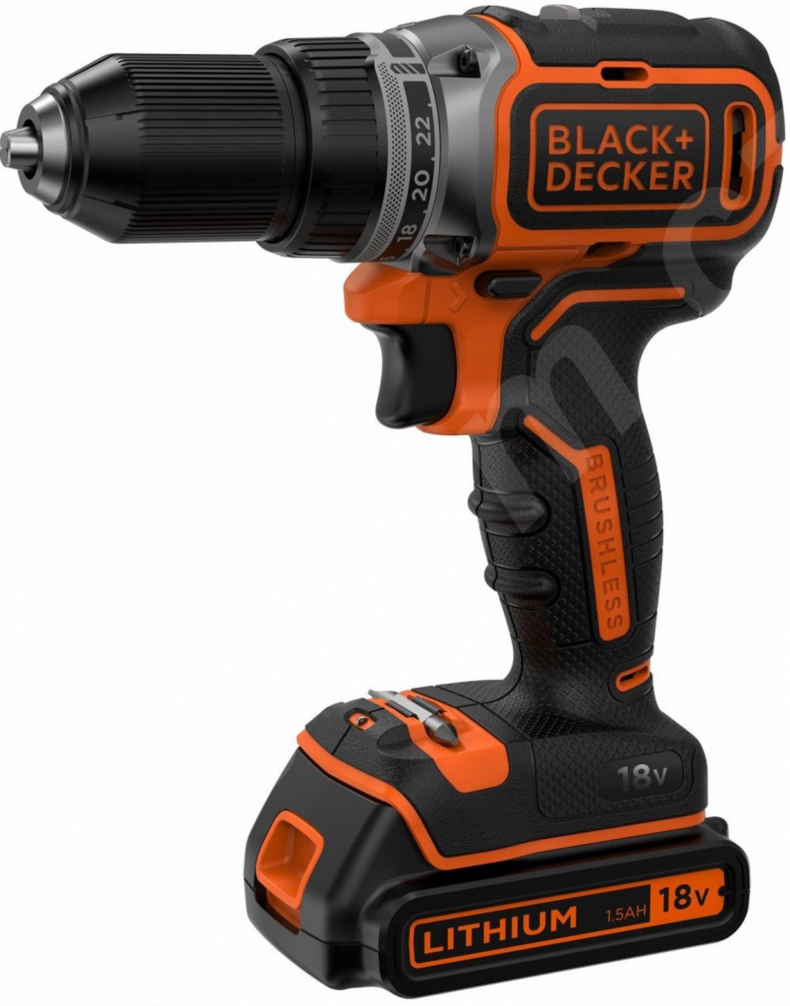 Vŕtačka 18V Bezuhlíková; 2x aku 1,5 Ah v kufríku Black and Decker BL186KB