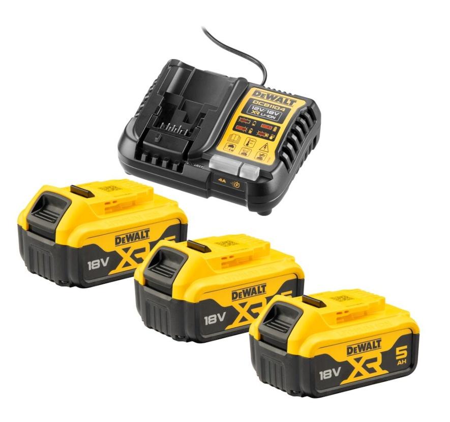 Sada Nabíjačka Slim XR Li-Ion 10,8V, 14,4V a 18V + 3x5,0Ah akumulátor DEWALT DCB1104P3