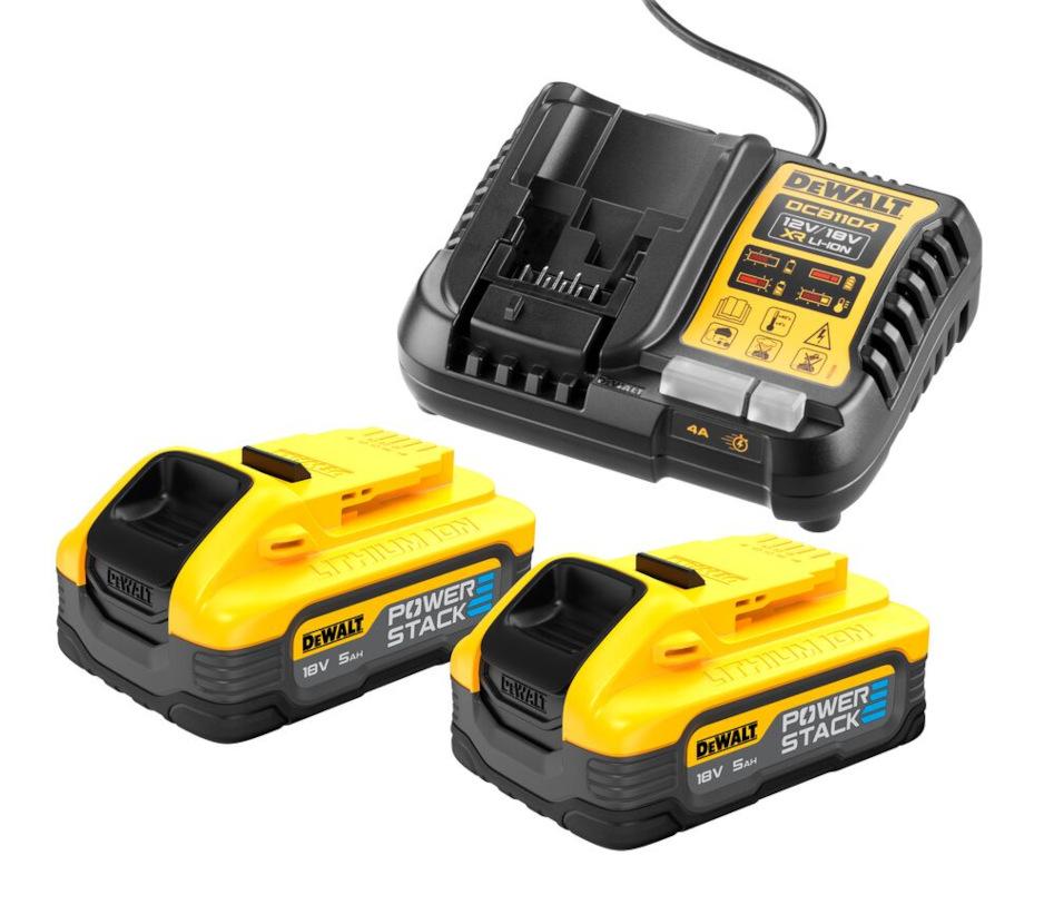 Sada Nabíjačka Slim XR Li-Ion 10,8V, 14,4V a 18V + 2x5,0Ah PowerStack akumulátor DEWALT DCB1104H2