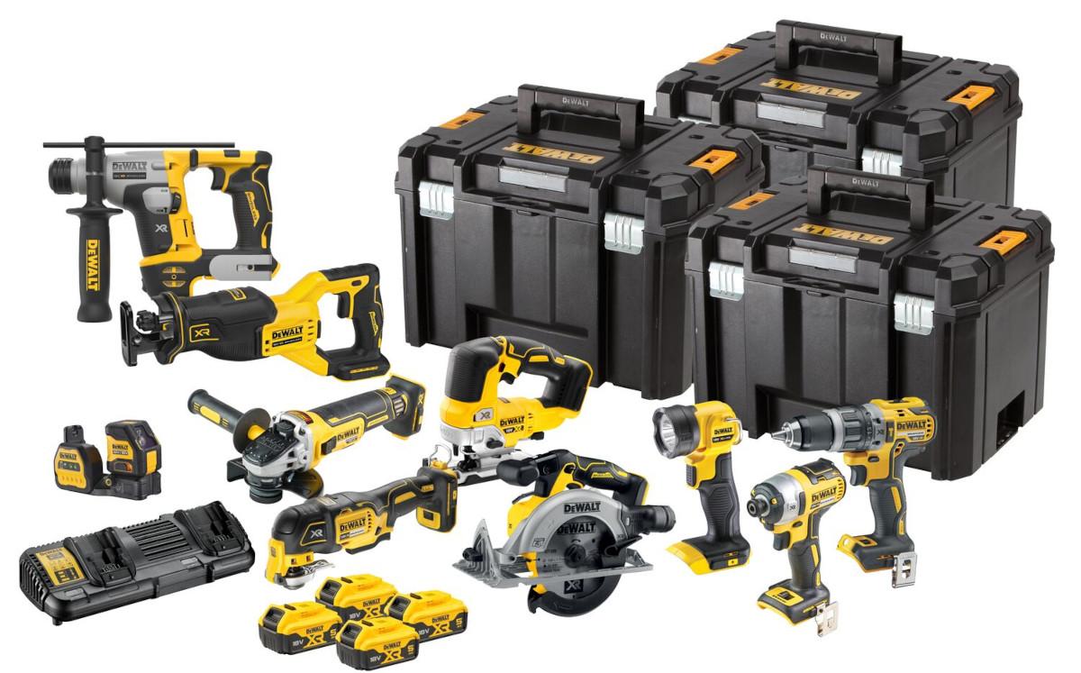 KOMBO SADA 18V 4x5,0Ah (DCH172+DCD796+DCF887+DCG405+DCS565+DCS382+DCS334+DCS356+DCE088NG18+DCL040) DEWALT DCK1012P4T