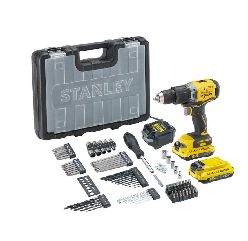 Vŕtačka príklepová 60Nm V20 FatMax® 18V 2x2,0Ah bezuhlíková kufrík +100ks sada doplnkov FATMAX SFMCD715D2A