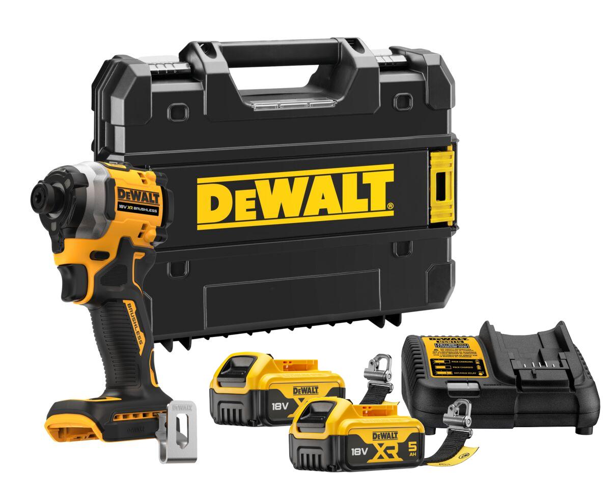 Uťahovač rázový 1/4" 206Nm 18V XR 2x5,0Ah Tstak Lyanard ready bezuhlíkový DEWALT DCF850P2LRT